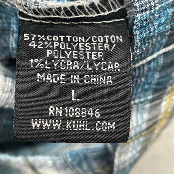 Kuhl Shirt Mens Large Blue Plaid Button Down Pocket Outdoor Short Sleeve Casual - Picture 8 of 12